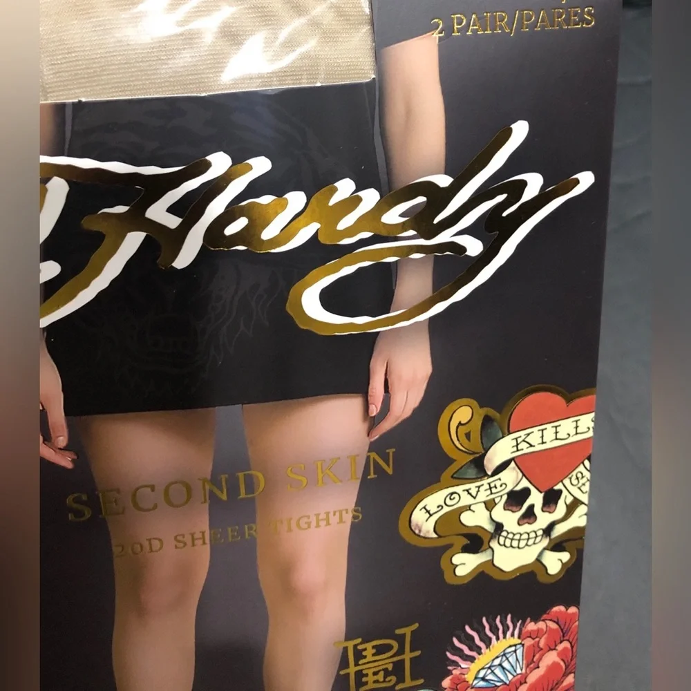 Ed Hardy second skin‎ 20D sheer tights in Nude size XL/XXL brand new 2 pairs